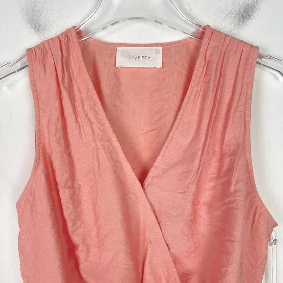 NWT Six/Fifty The Summer Tank Top Surplice Neckline Coral Size Small S NEW - Picture 2 of 10